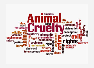 Obraz premium Word Cloud with ANIMAL CRUELTY concept, isolated on a white background