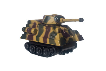 toy military tank on white background