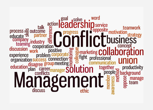 Word Cloud with CONFLICT MANAGEMENT concept, isolated on a white background