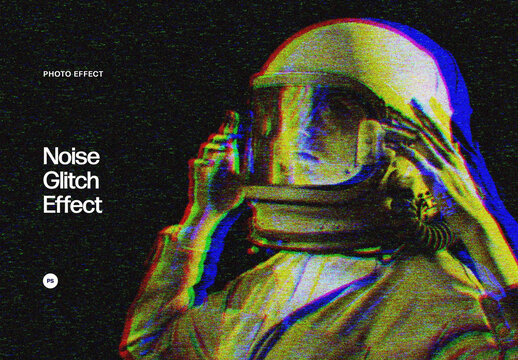 Noise Rgb Glitch Photo Effect Mockup