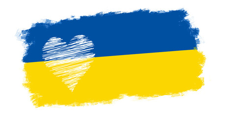 Ukraińska flaga i białe serce. Ukraina - obrazy, fototapety, plakaty