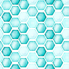 Watercolor geometrical honeycomb seamless pattern.