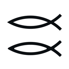 Vector symbol of fish in blue and yellow colors.