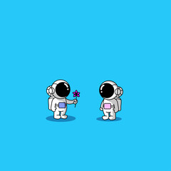 astronaut holding flower in front of his lover © hasan