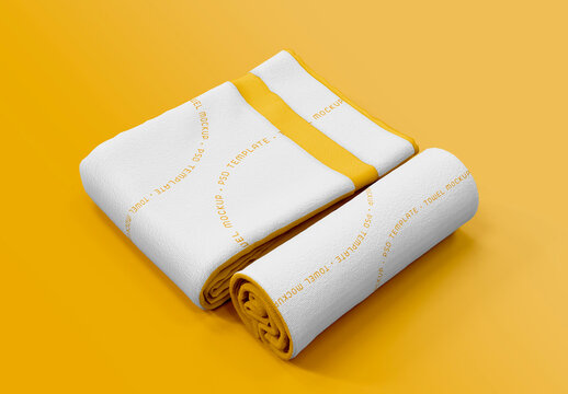 Folded and Rolled Towel Mockup