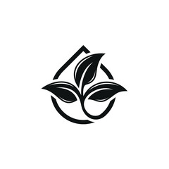 Simple Leaf Natural Drop Water Logo Design 