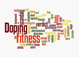 Word Cloud with DOPING FITNESS concept, isolated on a white background