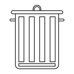 Universal waste bin with lid and handles. Black and white icon. Illustration