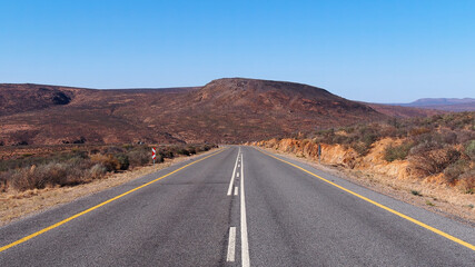 Fototapeta na wymiar Low angle view of the road in Republic of South Africa to Namibia