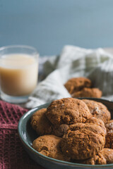 Healthy peanut butter vegan protein gluten free cookies with soy milk 