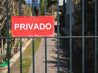 Fototapeta premium Private red sign on a door. Security concept