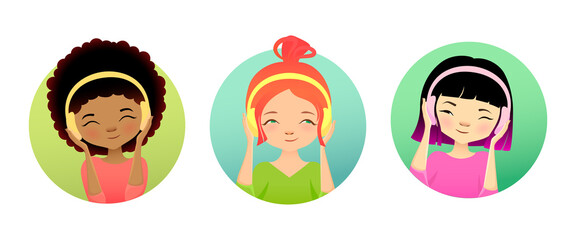 Vector user avatars set isolated on white background.