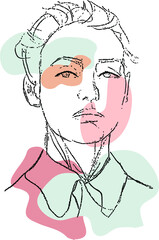 vector female portrait with Geometric Shapes and Elements In a Modern Minimalist Style. Vector Illustration For Posters, t-shirts prints, avatars
