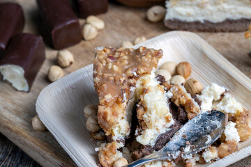 sweet and delicious cake with nuts and caramel