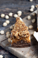sweet and delicious cake with nuts and caramel