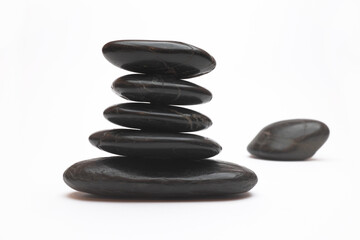 Black Zen stones isolated on white ...