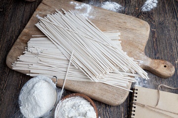 white rice noodles and flour and other ingredients