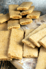 wheat long cookies stuffed with mashed different fruits