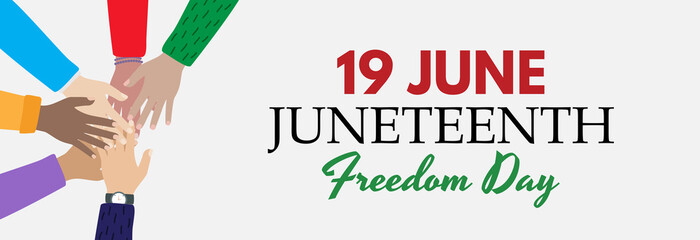 19 June African American Emancipation Day. Juneteenth Freedom Day. 19 June African American Emancipation Day holiday background. illustration.
