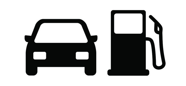 Cartoon filling station. Petrol pump. Gas station icon.  Vector refill symbol or pictogram. For car fill location. Line pattern. Gas, olil,  diesel, petroluem, LPG or petrol service pumps.