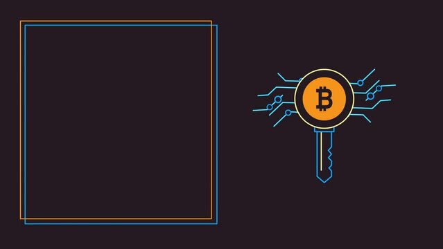 4k video of bitcoin symbol on black background.