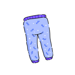 Baby pants. Infant clothes and pajamas with pattern. Cartoon illustration