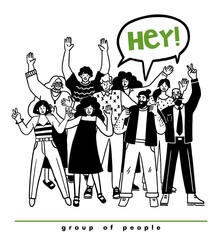 group of people greeting you