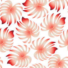 Palm. Seamless pattern with branches and leaves of tropical plants.Vector image. 