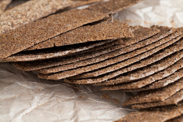 thin and crispy bread close up
