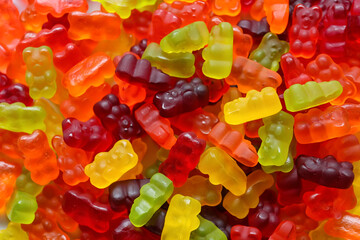 Sweet jelly bears as background, closeup