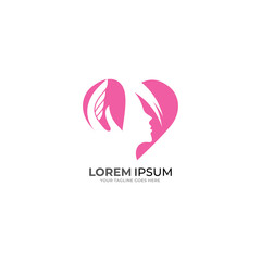 woman face love leaf logo design, inspiration design for beauty salon, beauty treatment and therapy