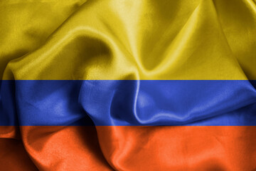 Сolombia flag silk fabric background