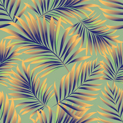 Palme. Nahtloses Muster mit Ästen und Blättern tropischer Pflanzen. Vektorbild.