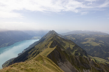 Amazing hiking day in the alps of Switzerland. Wonderful view over a beautiful lake called Brienzersee. What an amazing view.