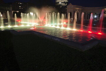 Artistic fountain at night
