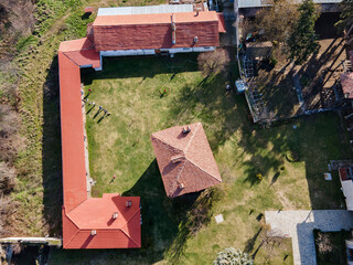 Aerial view of Medieval Arapovo Monastery, Bulgaria