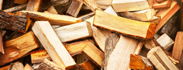 Background in the form of firewood chopped for heating the house.
