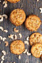 wheat-oatmeal cookies with peanuts, closeup
