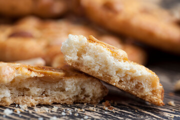 wheat-oatmeal cookies with peanuts, closeup