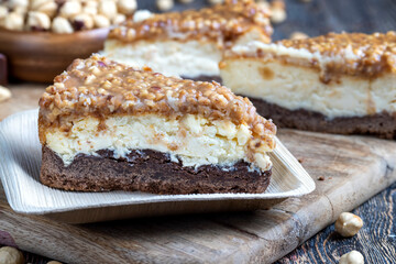 sweet and delicious cake with nuts and caramel