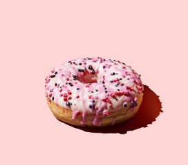 pink donuts on pink pastel background
