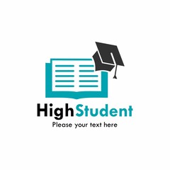 High student logo template illustration.There are book with hat graduate