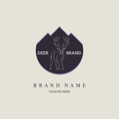deer brand line style logo template design vector for brand or company and other