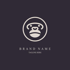 gorilla face circle logo template design for brand or company and other