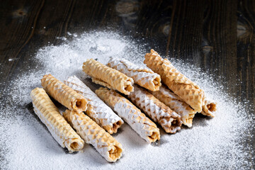 waffle tubes made of wheat flour