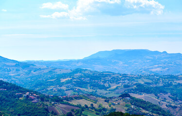 Fototapeta na wymiar Panorama of Republic of San Marino and Italy