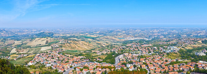 Panorama of Republic of San Marino and Italy