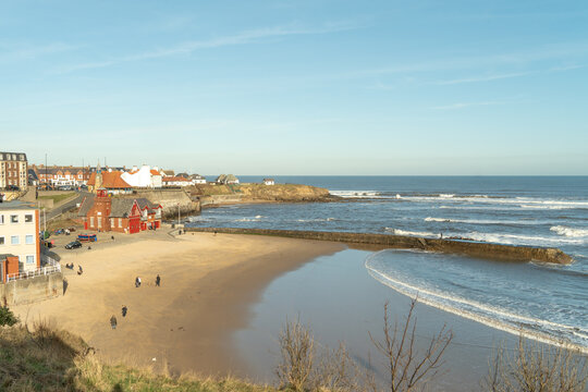 Beautiful view of Cullercoats Bay, North Tyneside, UK