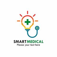 smart medical logo template illustration. there are bulb with cross medical