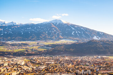 View from the Nordkette Alps mountain landscape in Innsbruck
